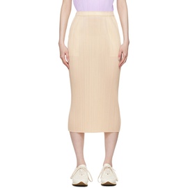 플리츠 플리즈 이세이 미야케 PLEATS PLEASE 이세이 미야케 ISSEY MIYAKE Beige New Colorful Basics 3 Midi Skirt 242941F092001