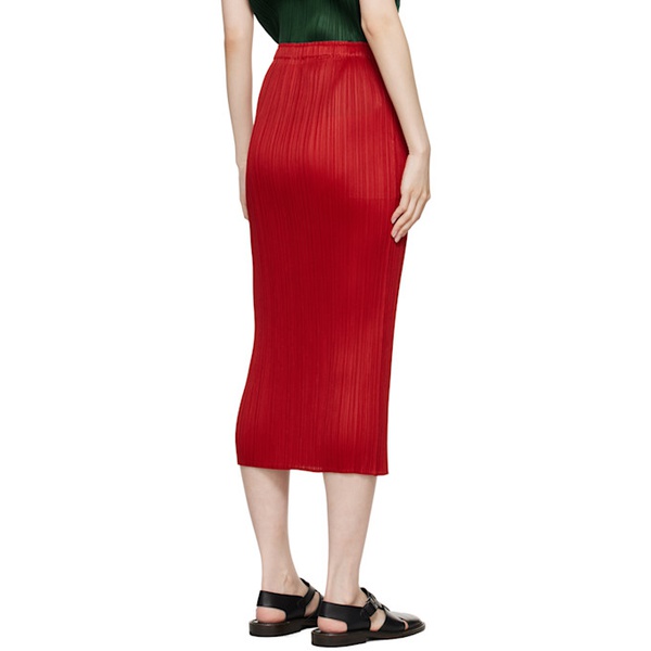 플리츠 플리즈 이세이 미야케 PLEATS PLEASE 이세이 미야케 ISSEY MIYAKE Red New Colorful Basics 3 Midi Skirt 242941F092002