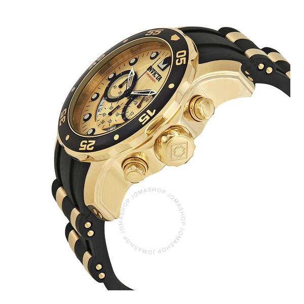  Invicta Pro Diver Chronograph Gold Dial Black Polyurethane Mens Watch 17566