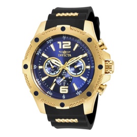 Invicta MEN'S Force Polyurethane and Gold-plated Barrel Accents Blue Dial Watch 19659