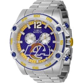 Invicta MEN'S NFL Chronograph Stainless Steel Yellow and Orange and Silver and Blue Dial Watch 45420