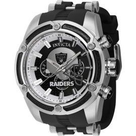 Invicta MEN'S NFL Chronograph Silicone and Stainless Steel Black Dial Watch 41903