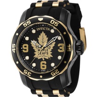 Invicta MEN'S NHL Silicone and Stainless Steel Gold and Black Dial Watch 42326