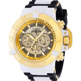 Invicta MEN'S Subaqua Chronograph Silicone with White Plastic Center Gold and Ivory Dial Watch 39003