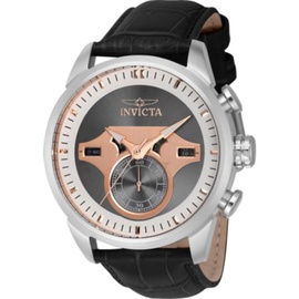 Invicta MEN'S Objet D Art Chronograph Leather Rose Gold and Light Grey Dial Watch 43612