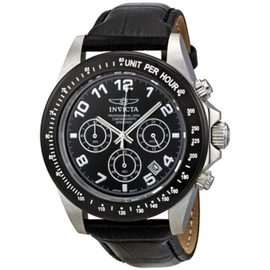 Invicta MEN'S Speedway Chronograph Leather Black Dial Watch 10707