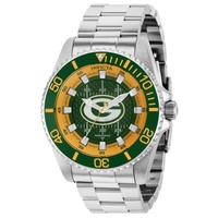 Invicta MEN'S NFL Stainless Steel Green and White and Orange Dial Watch 36929