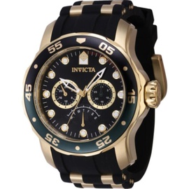 Invicta MEN'S Pro Diver Silicone and Stainless Steel Black Dial Watch 46969