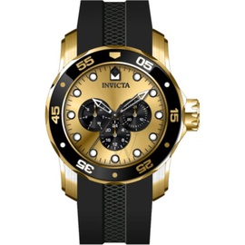 Invicta MEN'S Pro Diver Silicone Gold-tone Dial Watch 45719