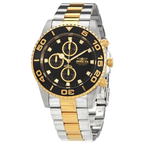  Invicta MEN'S Pro Diver Chronograph Stainless Steel Black Dial Watch 28691