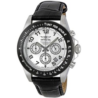 Invicta MEN'S Speedway Chronograph Leather White Dial Watch 10708