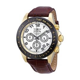 Invicta MEN'S Speedway Chronograph Leather White Dial Watch 10709