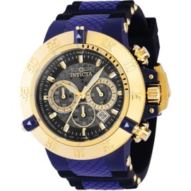 Invicta MEN'S Subaqua Chronograph Silicone with Blue Plastic Inlay Two-tone (Black and Gold-tone) Dial Watch 39004