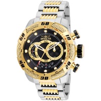 Invicta MEN'S Speedway Chronograph Stainless Steel with Yellow Gold-plated Accents Black Dial Watch 25481