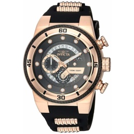Invicta MEN'S S1 Rally Chronograph Black Silicone and Rose Gold-tone Stainless Steel Black Dial 24226