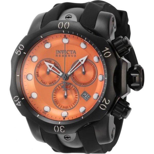  Invicta MEN'S Venom Chronograph Polyurethane Orange Dial Watch 5735