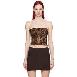 Ioannes Brown Paneled Leather Bustier Camisole 241451F111004