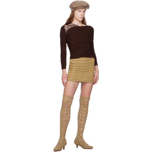  이사 볼더 Isa Boulder SSENSE Exclusive Green & Orange Miniskirt 232541F090003