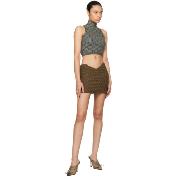  이사 볼더 Isa Boulder SSENSE Exclusive Brown Weaving Miniskirt 232541F090001