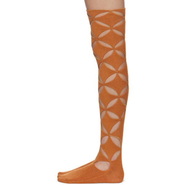  이사 볼더 Isa Boulder SSENSE Exclusive Orange Long Argyle Socks 241541F076006