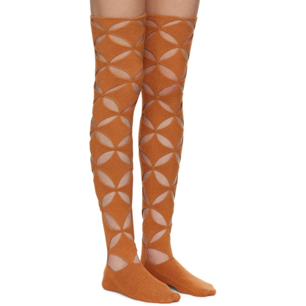  이사 볼더 Isa Boulder SSENSE Exclusive Orange Long Argyle Socks 241541F076006