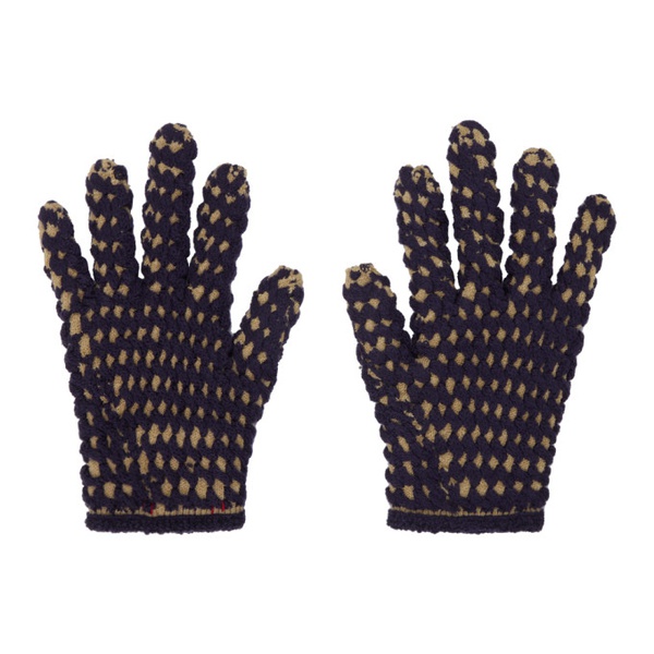  이사 볼더 Isa Boulder Navy & Beige Tightweave Gloves 232541M135000