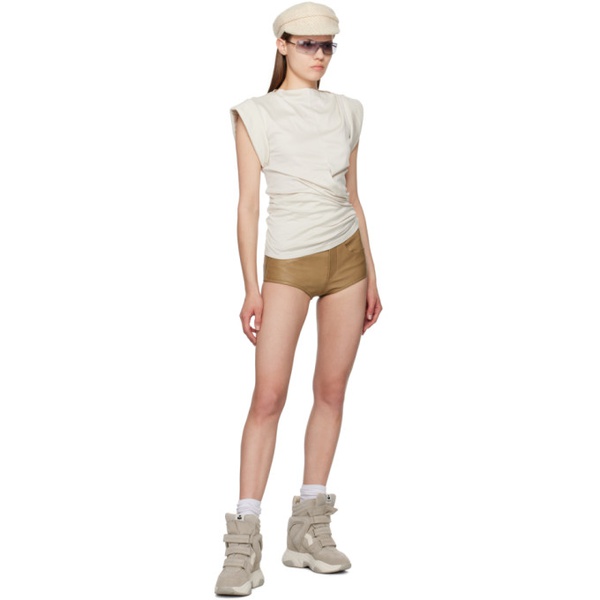 이자벨마랑 이자벨마랑 Isabel Marant Tan Leslie Leather Shorts 241600F088008