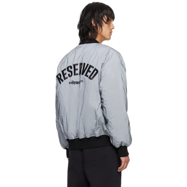  Izzue Gray Reflective Down Bomber Jacket 241284M175000