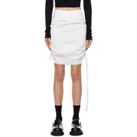 J KOO White Ruching Miniskirt 231789F090003
