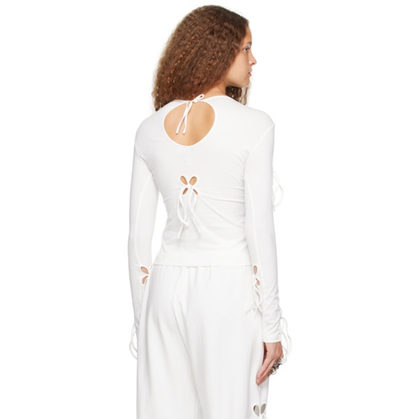  J.Kim SSENSE Exclusive White Petal Long Sleeve T-Shirt 232023F110006