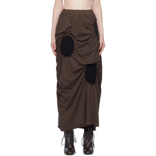  J.Kim Brown Ovals Midi Skirt 232023F092000