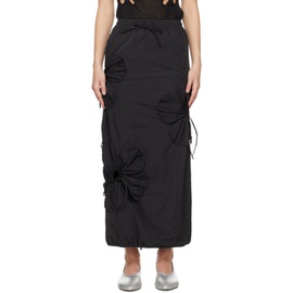 J.Kim Black Flower Maxi Skirt 241023F093006