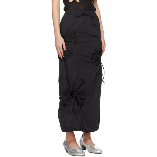  J.Kim Black Flower Maxi Skirt 241023F093006