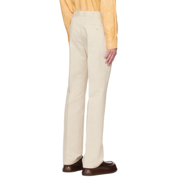  자크뮈스 JACQUEMUS Beige Le Raphia Le Pantalon Feijoa Trousers 231553M191003