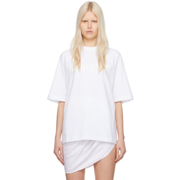  자크뮈스 JACQUEMUS White Les Classiques Le T-Shirt Typo T-Shirt 241553F110035