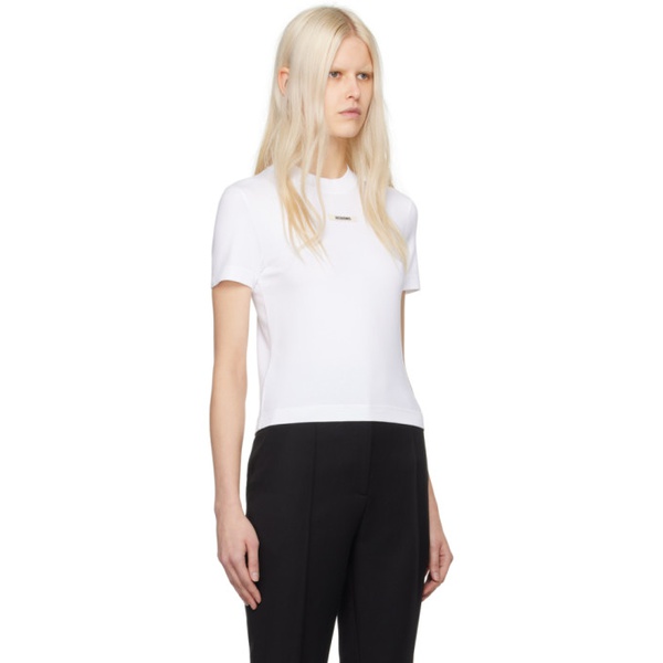  자크뮈스 JACQUEMUS White Les Classiques Le T-Shirt Gros Grain T-Shirt 241553F110013