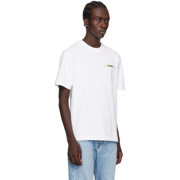  자크뮈스 JACQUEMUS White Les Classiques Le T-Shirt Gros Grain T-Shirt 241553M213005