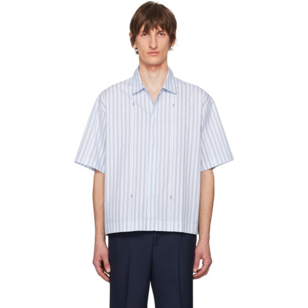  자크뮈스 JACQUEMUS Blue La chemise manches courtes Shirt 241553M192011