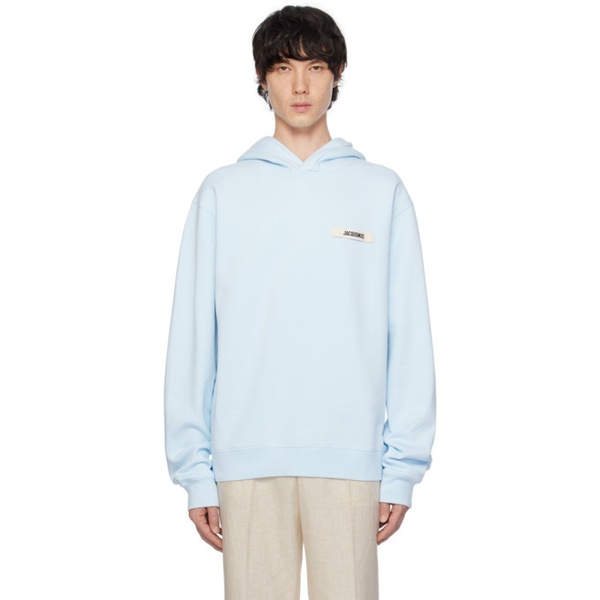  자크뮈스 JACQUEMUS Blue Le hoodie Gros Grain hoodie 241553M202008