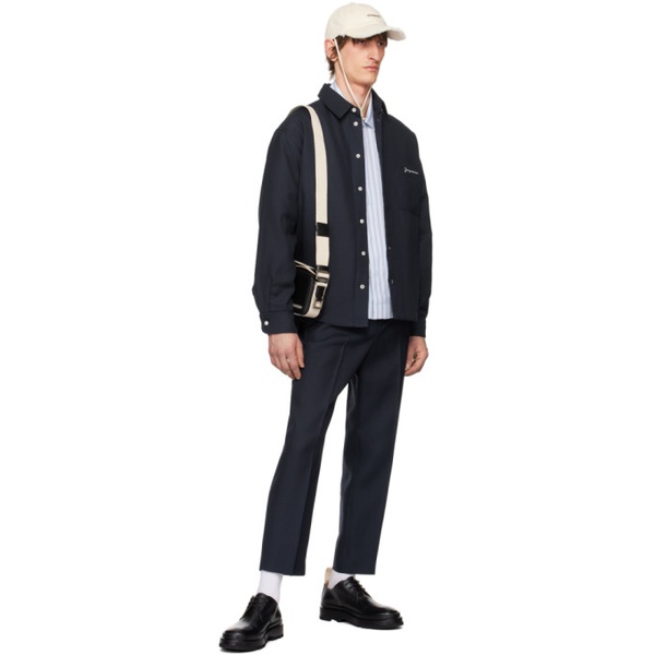  자크뮈스 JACQUEMUS Navy Le pantalon Cabri Trousers 241553M191005