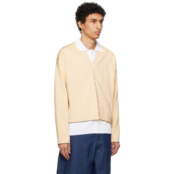  자크뮈스 JACQUEMUS Yellow Les Sculptures Le cardigan plisse cardigan 241553M200010