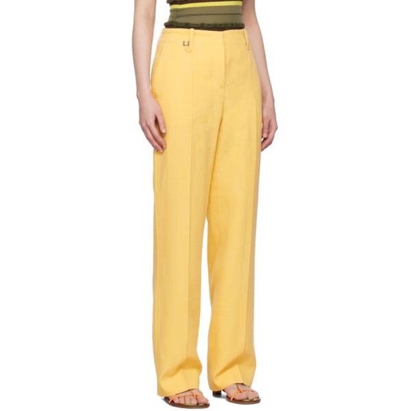  자크뮈스 JACQUEMUS Yellow Le Raphia Le Pantalon Cordao Trousers 231553F087001