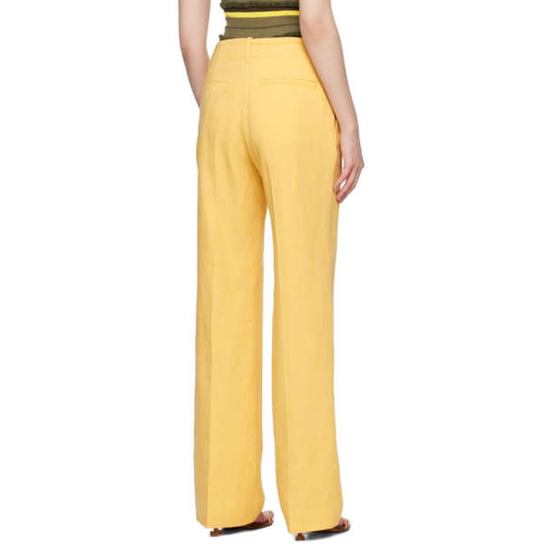  자크뮈스 JACQUEMUS Yellow Le Raphia Le Pantalon Cordao Trousers 231553F087001