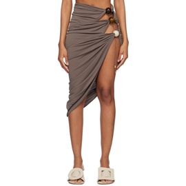 자크뮈스 JACQUEMUS Gray Le Raphia La Jupe Perola Midi Skirt 231553F092000