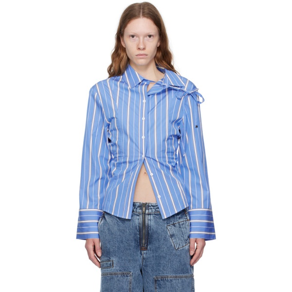  자크뮈스 JACQUEMUS Blue Le Chouchou La Chemise Ruban Shirt 232553F109001