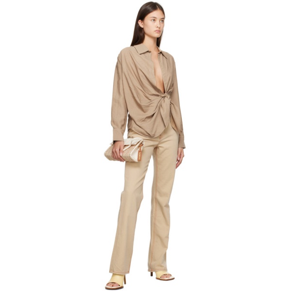  자크뮈스 JACQUEMUS Beige Le Chouchou La Chemise Bahia Shirt 232553F109018