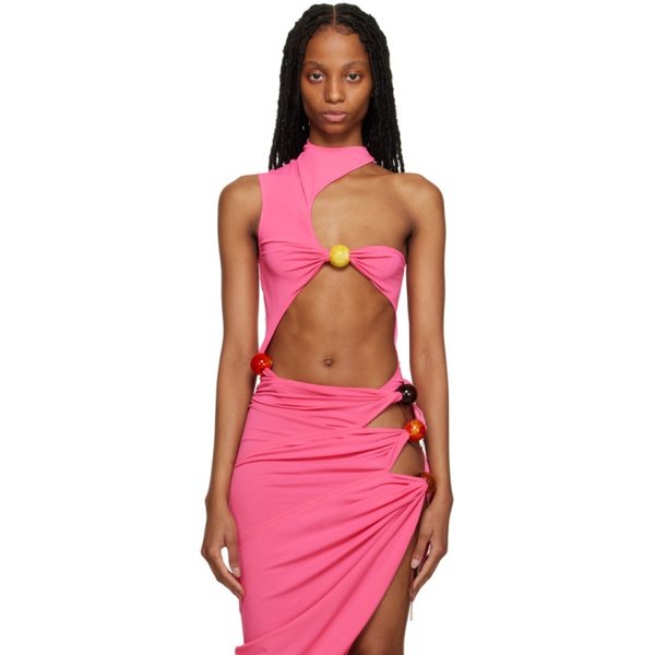  자크뮈스 JACQUEMUS Pink Le Raphia Le Body Perola Bodysuit 231553F358005