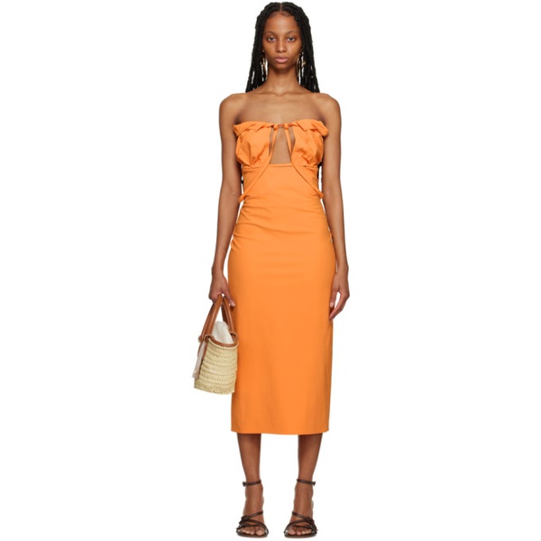  자크뮈스 JACQUEMUS Orange Le Raphia La Robe Bikini Midi Dress 231553F054006