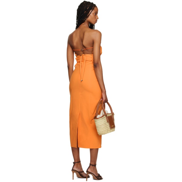  자크뮈스 JACQUEMUS Orange Le Raphia La Robe Bikini Midi Dress 231553F054006