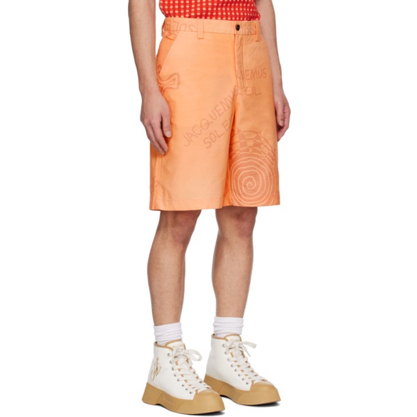  자크뮈스 JACQUEMUS Orange Le Raphia Le Short Tecido Shorts 231553M193010